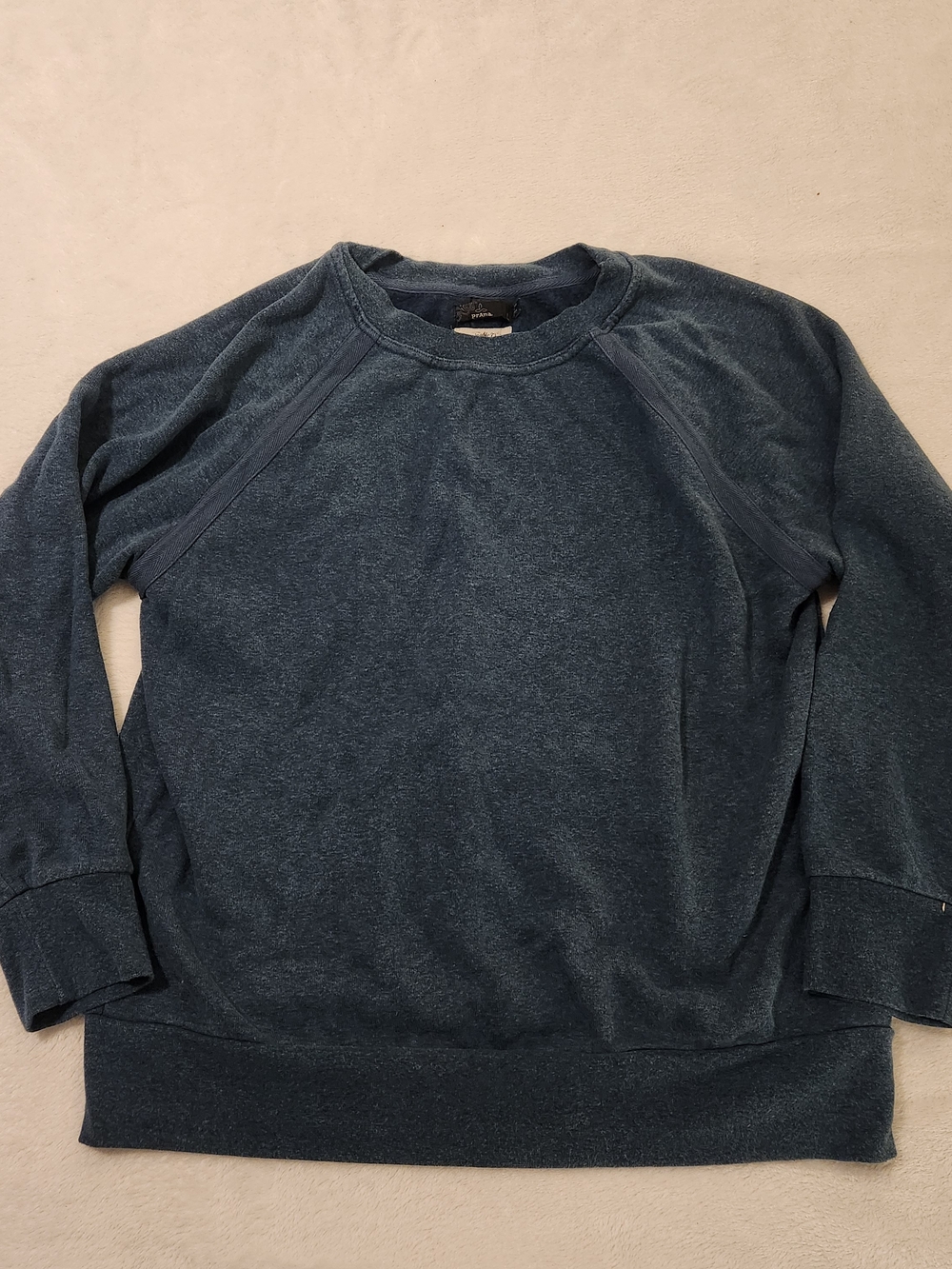 PrAna Women's Crewneck Sweater in Heathered Blue